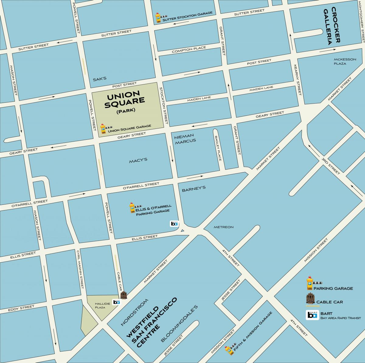 San Francisco nakupovanje zemljevid