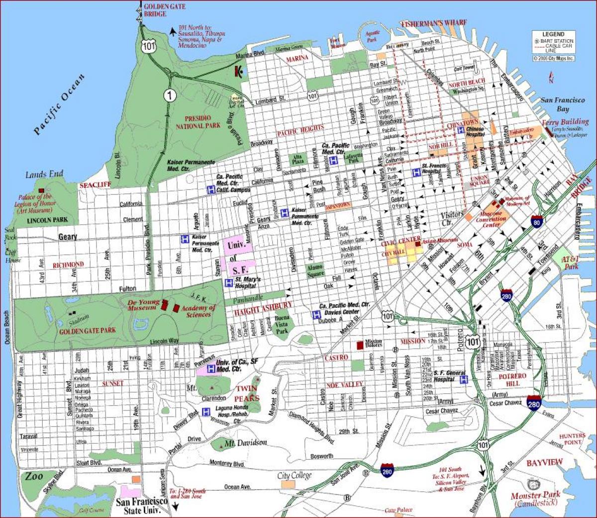 San Francisco va medical center zemljevid