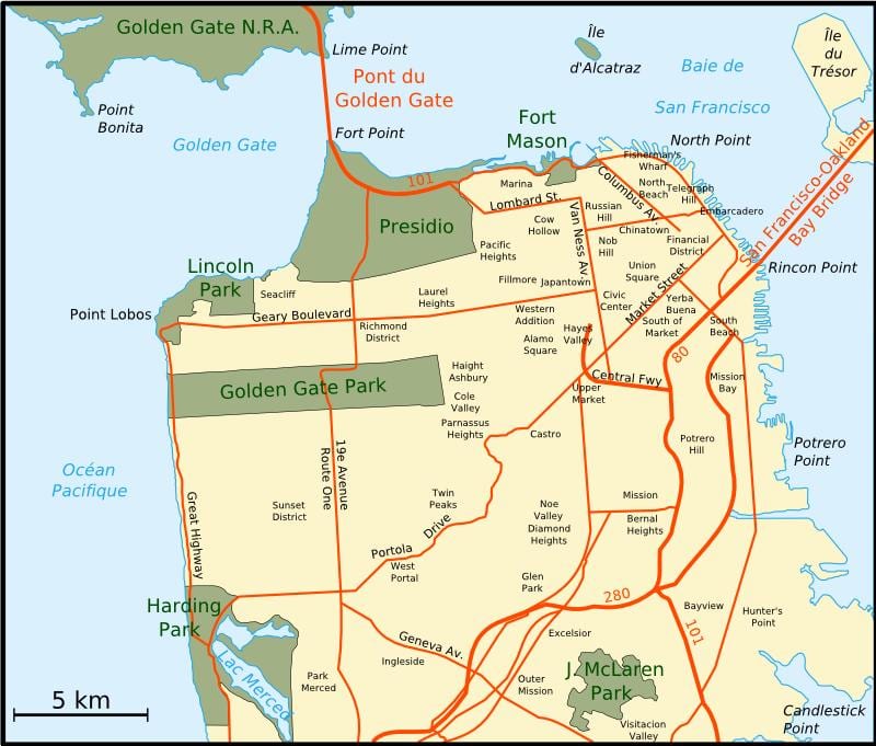Zemljevid večjo bay area