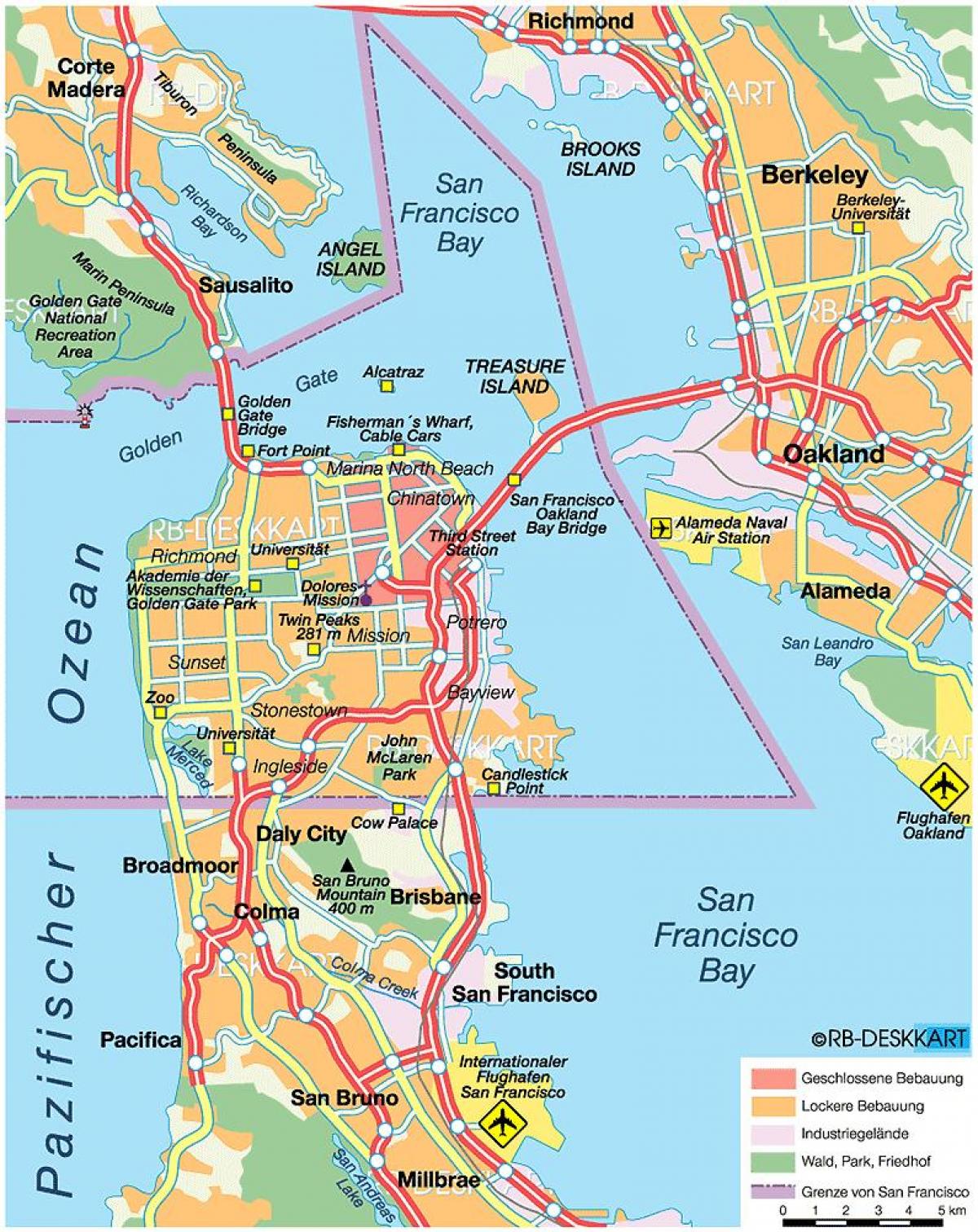 zemljevid east bay mest