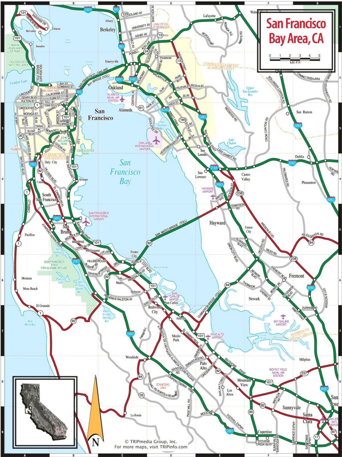 zemljevid San Francisco bay area