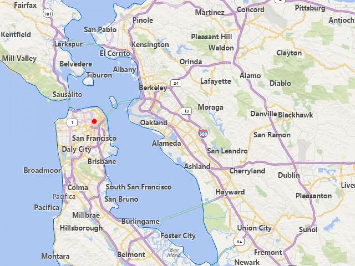 zemljevid kaliforniji mesta, v bližini San Francisco