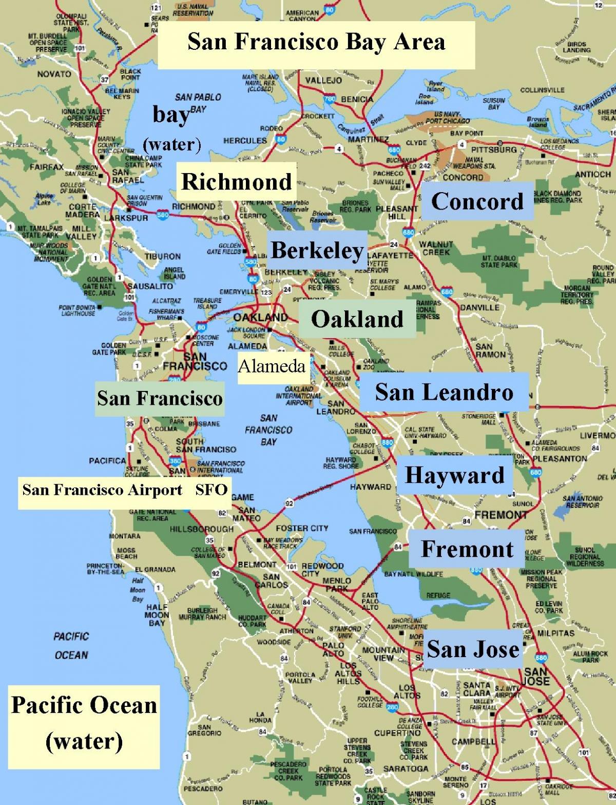 zemljevid San Francisco območju kalifornije