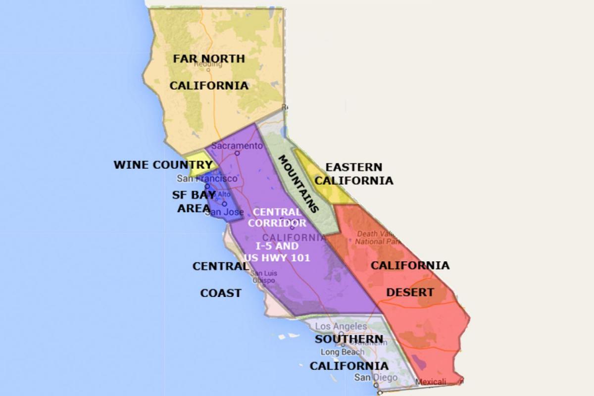 Zemljevid severni kaliforniji v San Franciscu