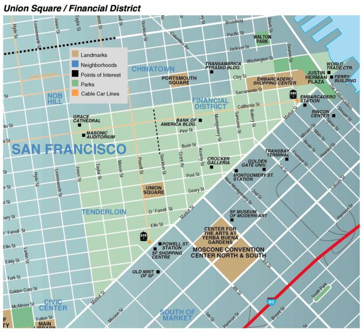 Zemljevid unije kvadratnih San Francisco