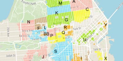 Brezplačno parkiranje ulic San Francisco zemljevid