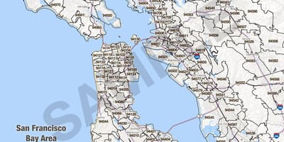 Bay area območje kodo zemljevid