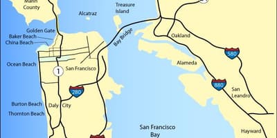 Zemljevid San Francisco plaže