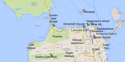 Turistična karta San Francisco območje