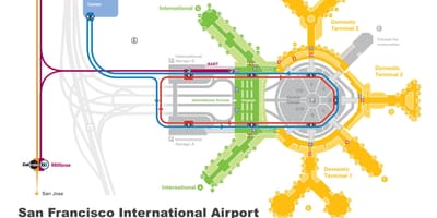 San Francisco letališče najem avtomobila zemljevid
