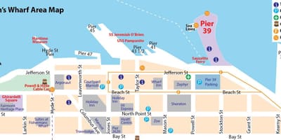 Zemljevid San Francisco ribič wharf območje